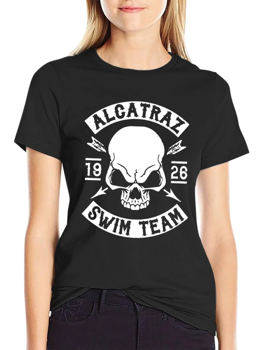 Alcatraz Swim Team Black T-Shirt - Skull Graphic