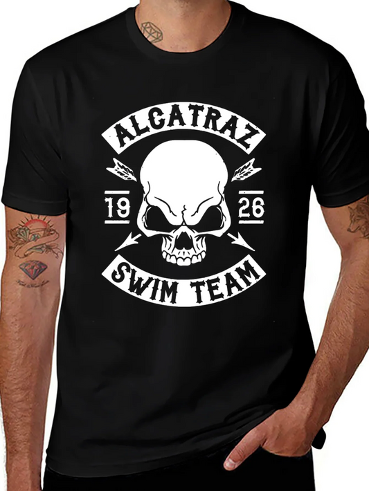 Alcatraz Swim Team Black T-Shirt - Skull Graphic