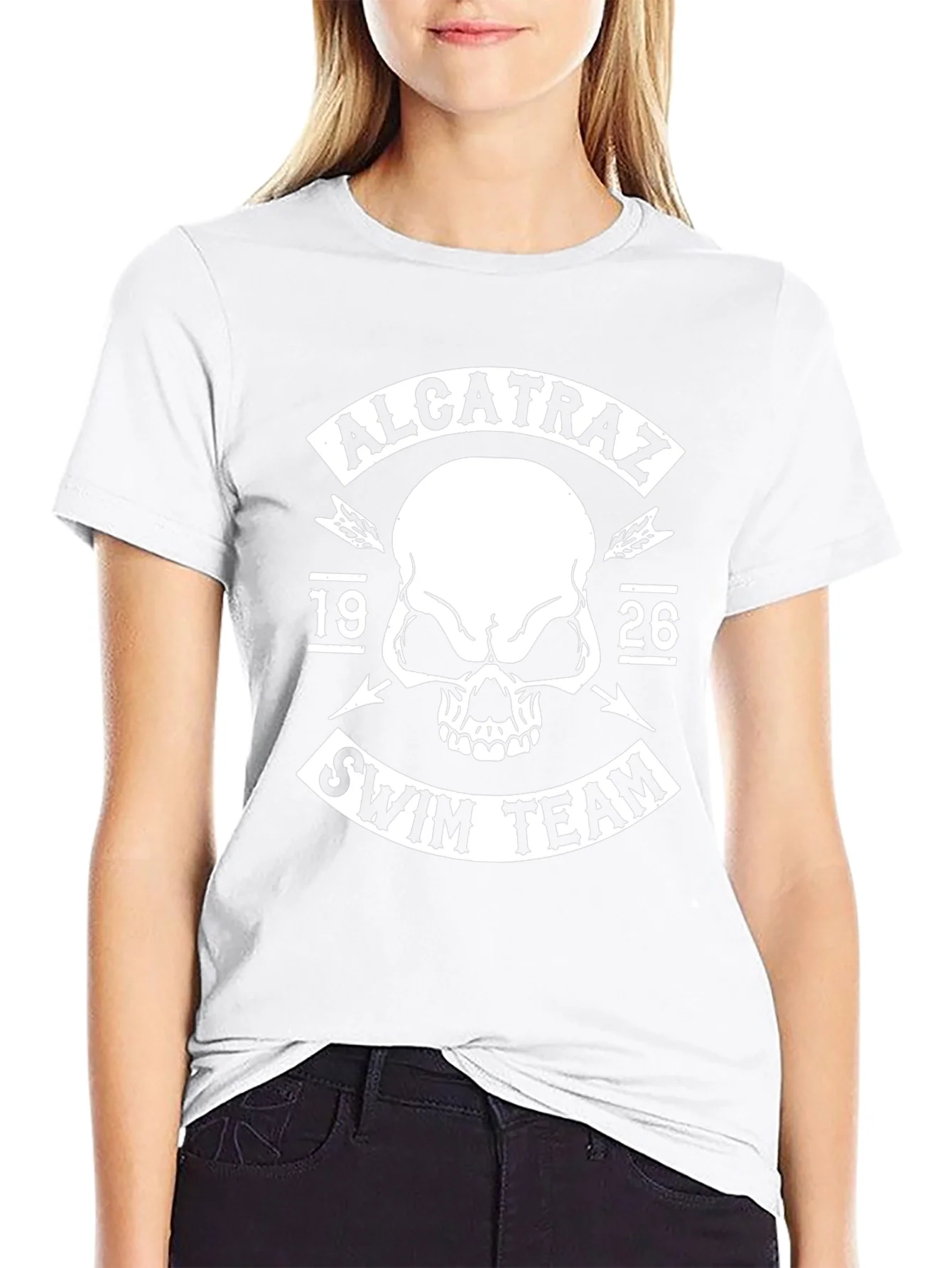 Alcatraz Swim Team Black T-Shirt - Skull Graphic