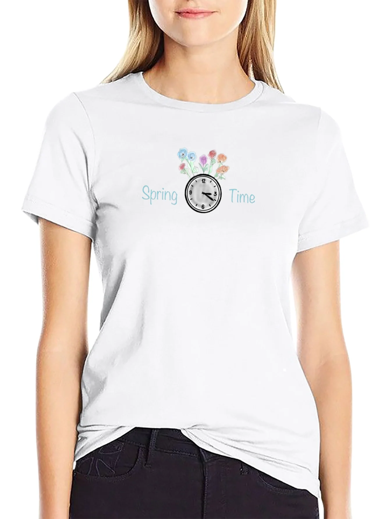 Spring Time Floral Clock T-Shirt