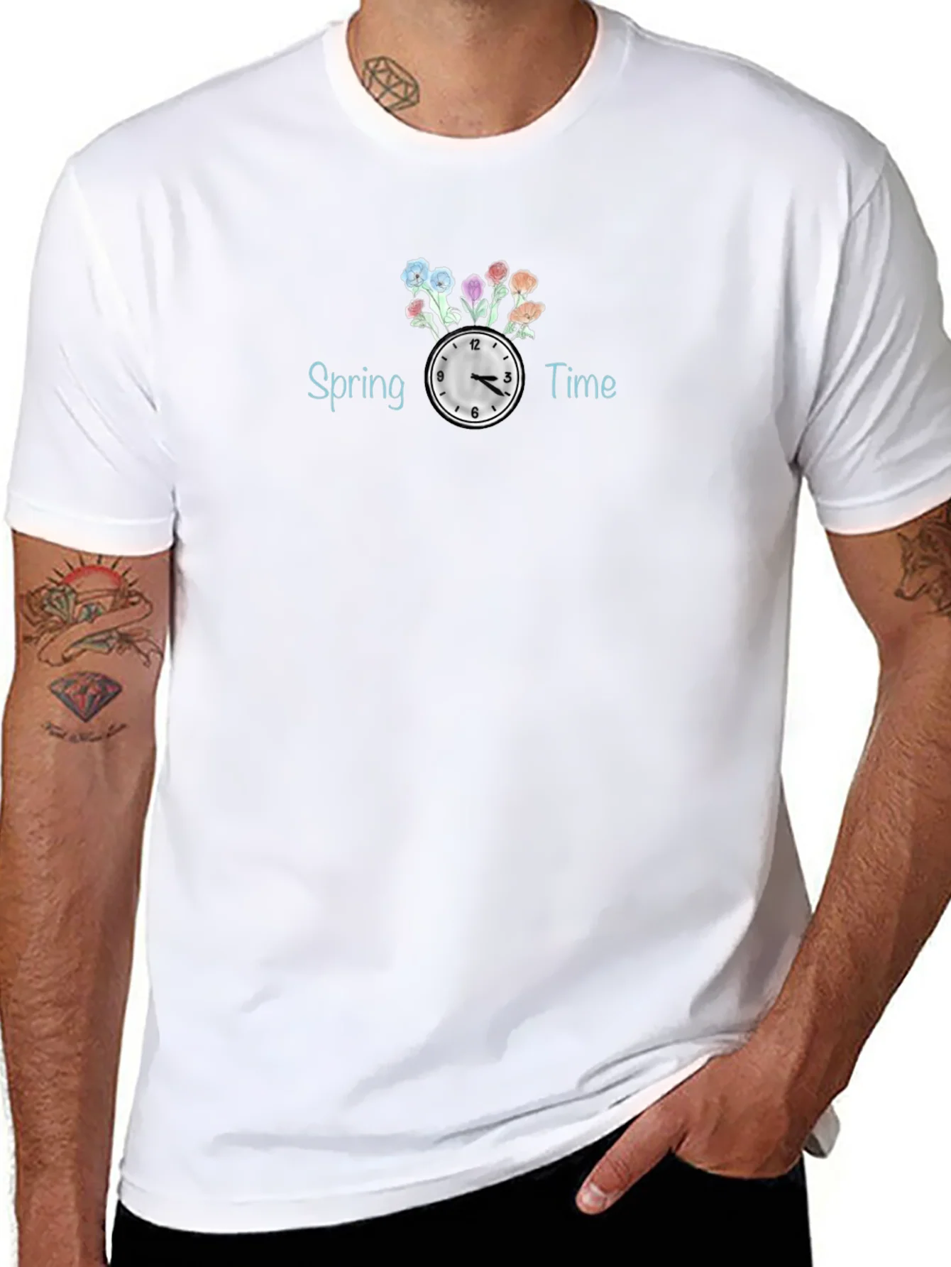 Spring Time Floral Clock T-Shirt