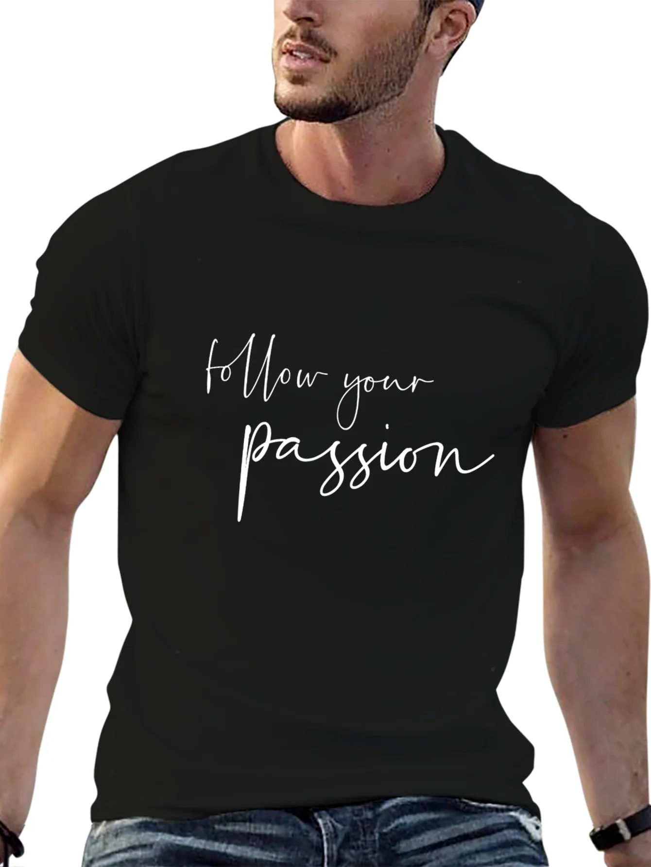 Follow Your Passion Black Graphic Tee