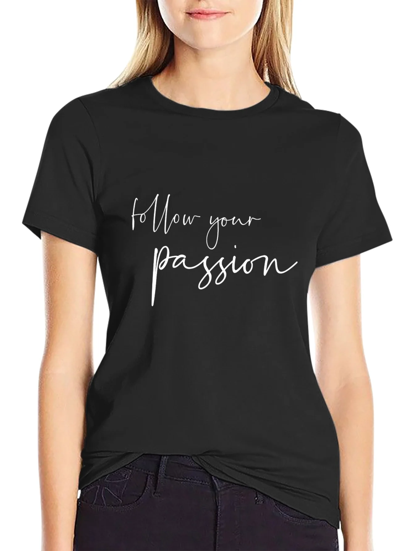 Follow Your Passion Black Graphic Tee
