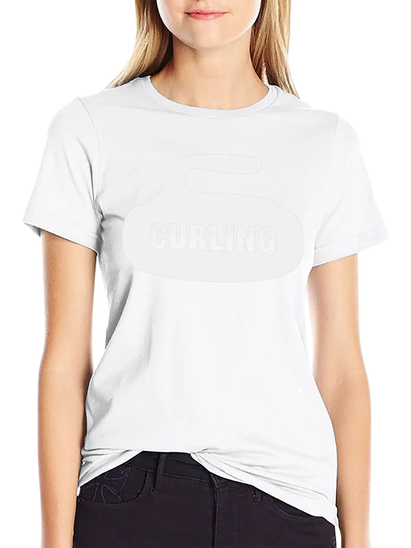 Curling Stone Graphic T-Shirt - Black Cotton Tee