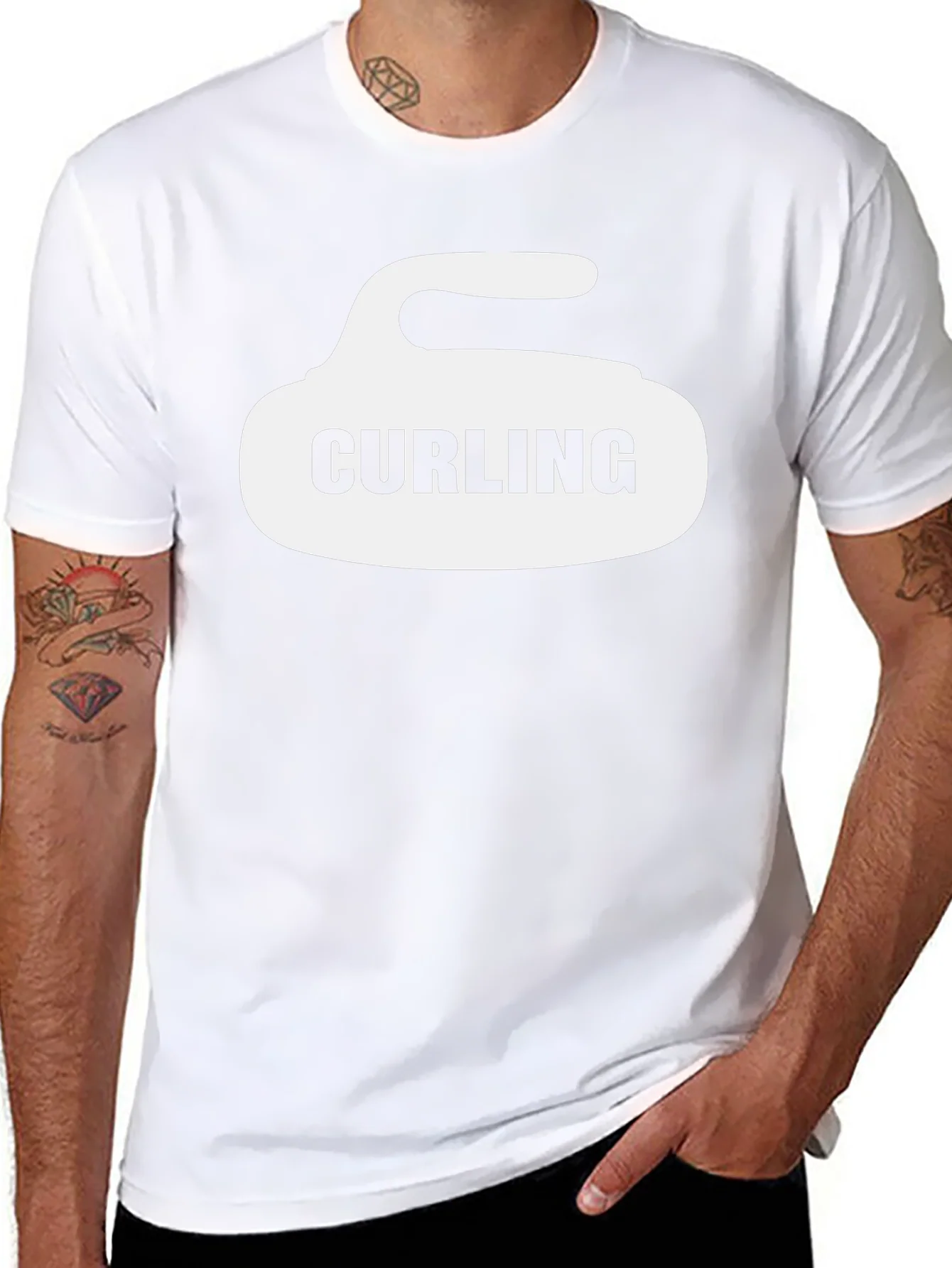 Curling Stone Graphic T-Shirt - Black Cotton Tee
