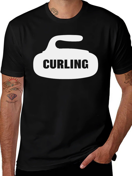 Curling Stone Graphic T-Shirt - Black Cotton Tee