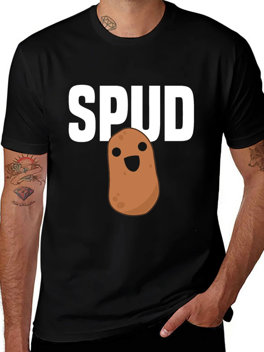 Funny Spud Potato Graphic Black T-Shirt