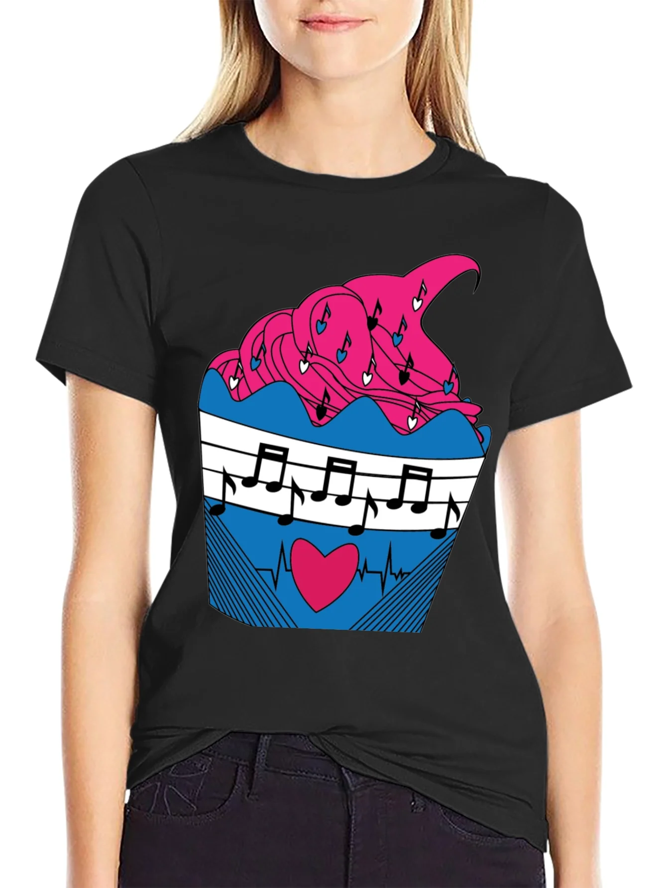 Music Heartbeat Cupcake Graphic Tee
