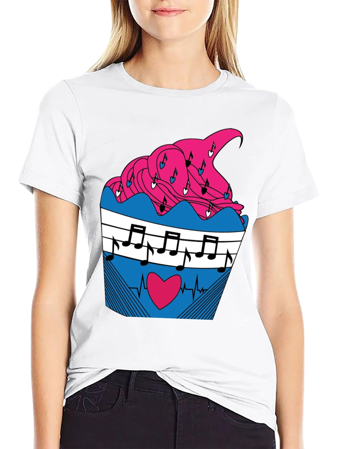 Music Heartbeat Cupcake Graphic Tee