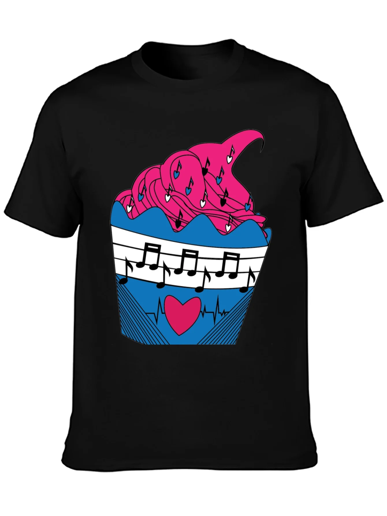 Music Heartbeat Cupcake Graphic Tee