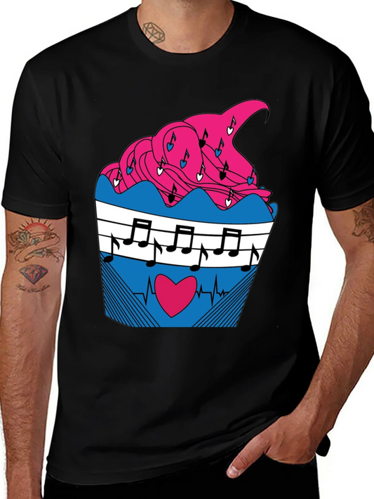 Music Heartbeat Cupcake Graphic Tee