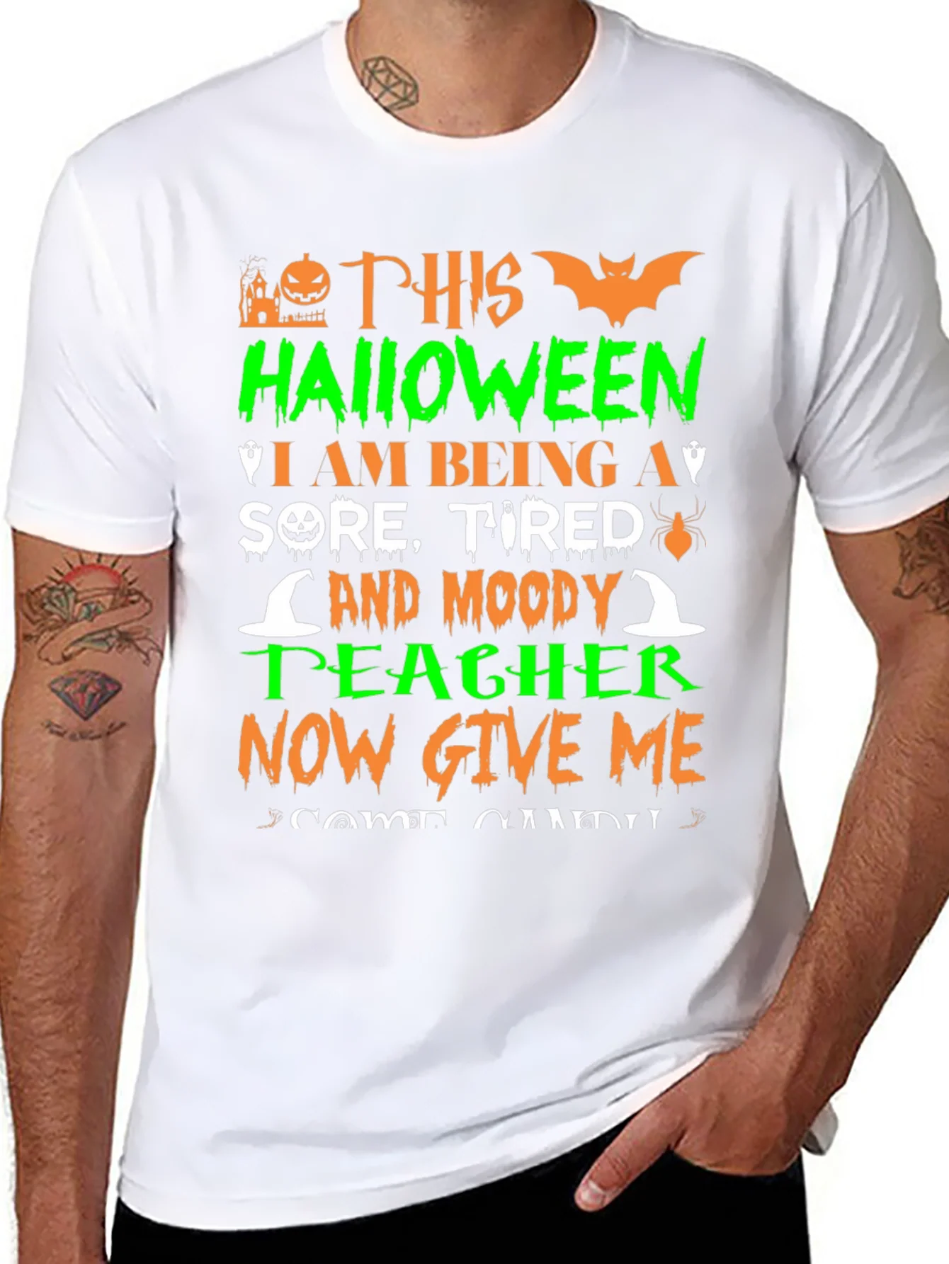 Halloween Teacher T-Shirt - Sore Tired & Moody