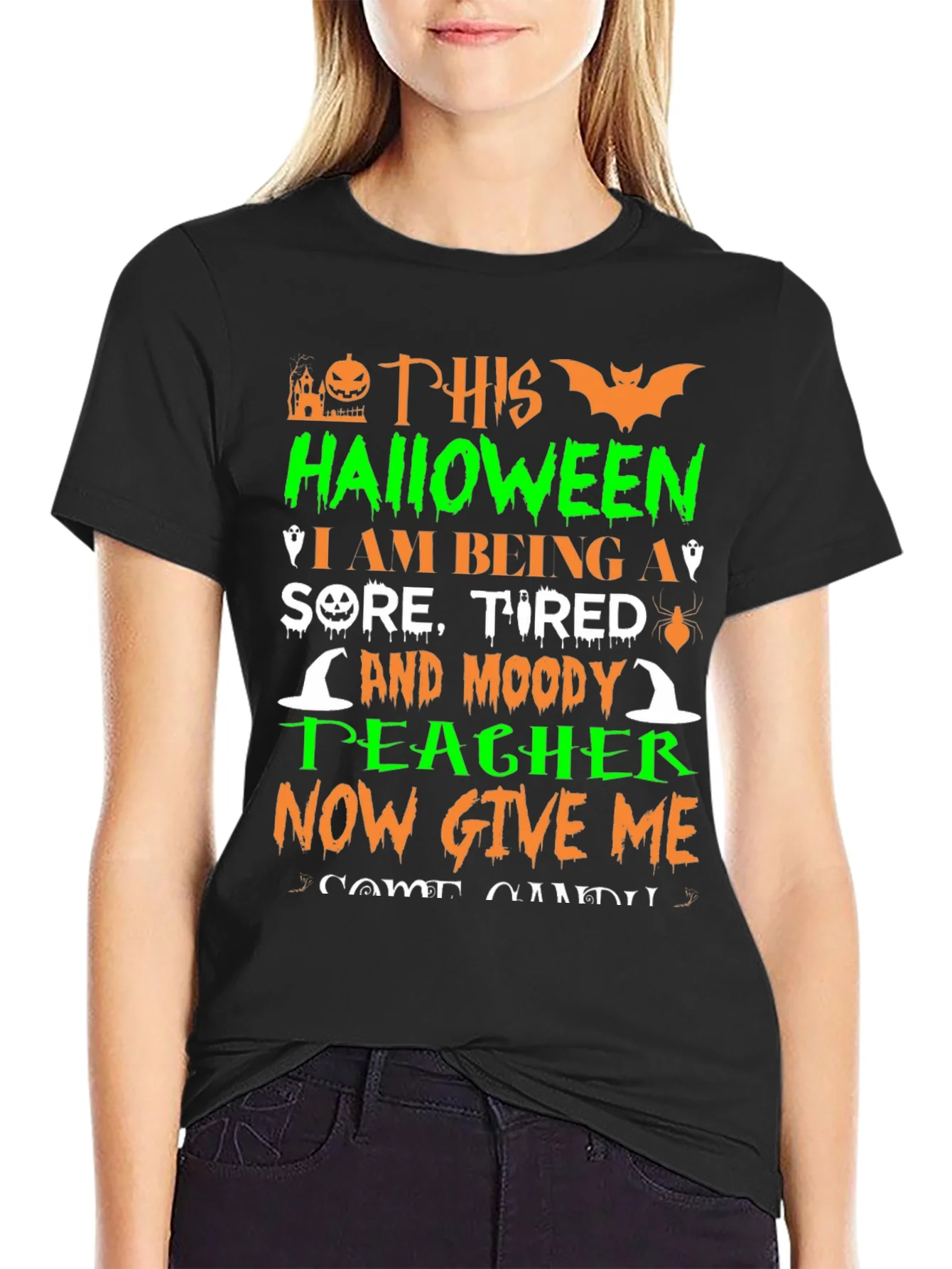 Halloween Teacher T-Shirt - Sore Tired & Moody