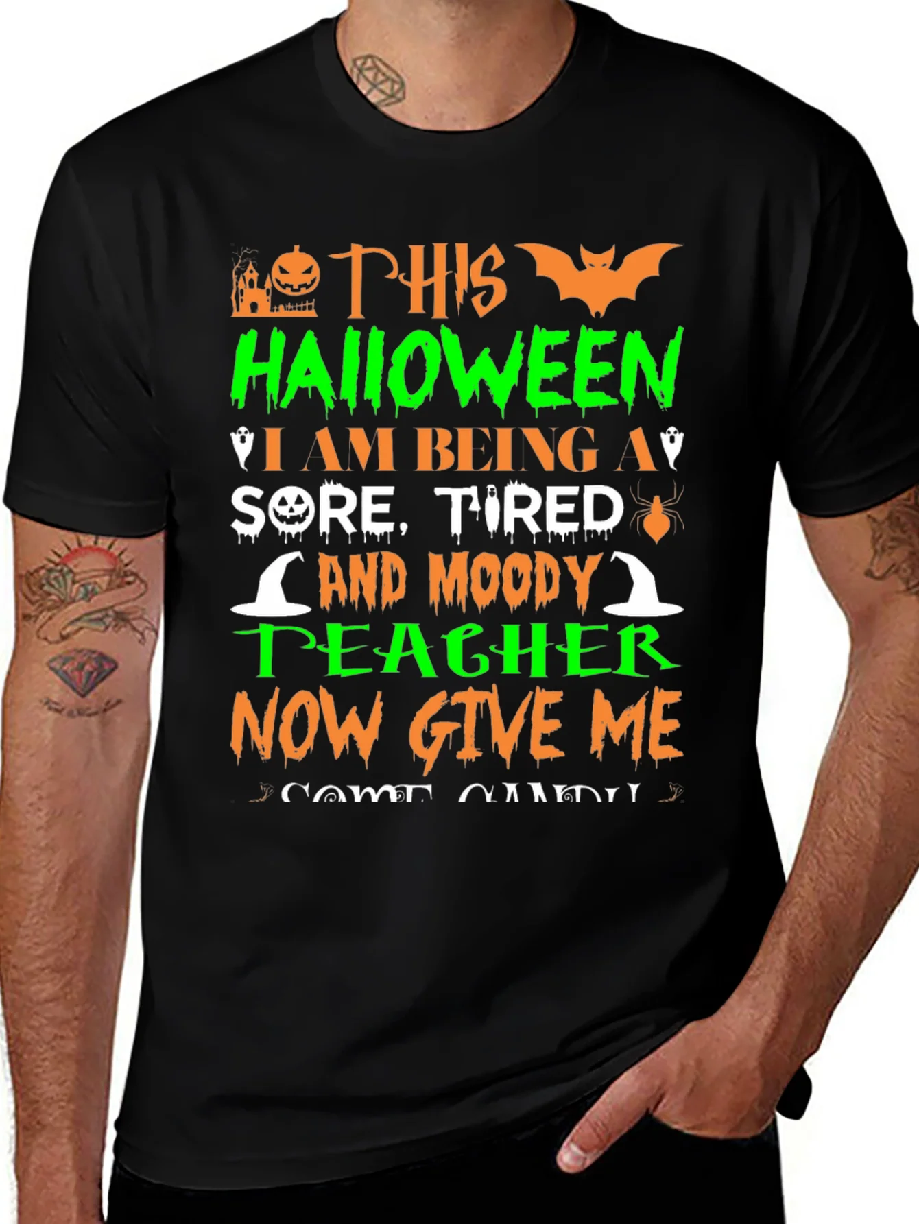 Halloween Teacher T-Shirt - Sore Tired & Moody