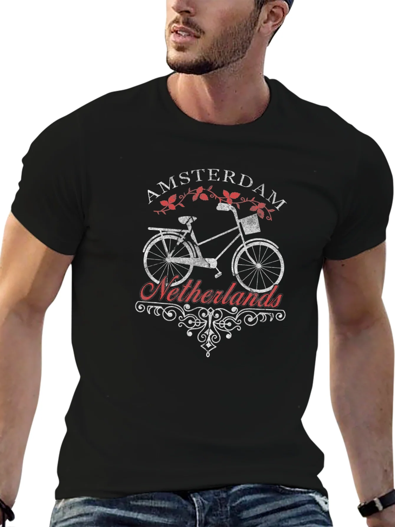 Amsterdam Netherlands Bike T-Shirt - Black