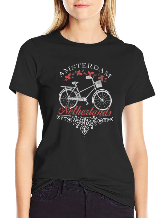 Amsterdam Netherlands Bike T-Shirt - Black
