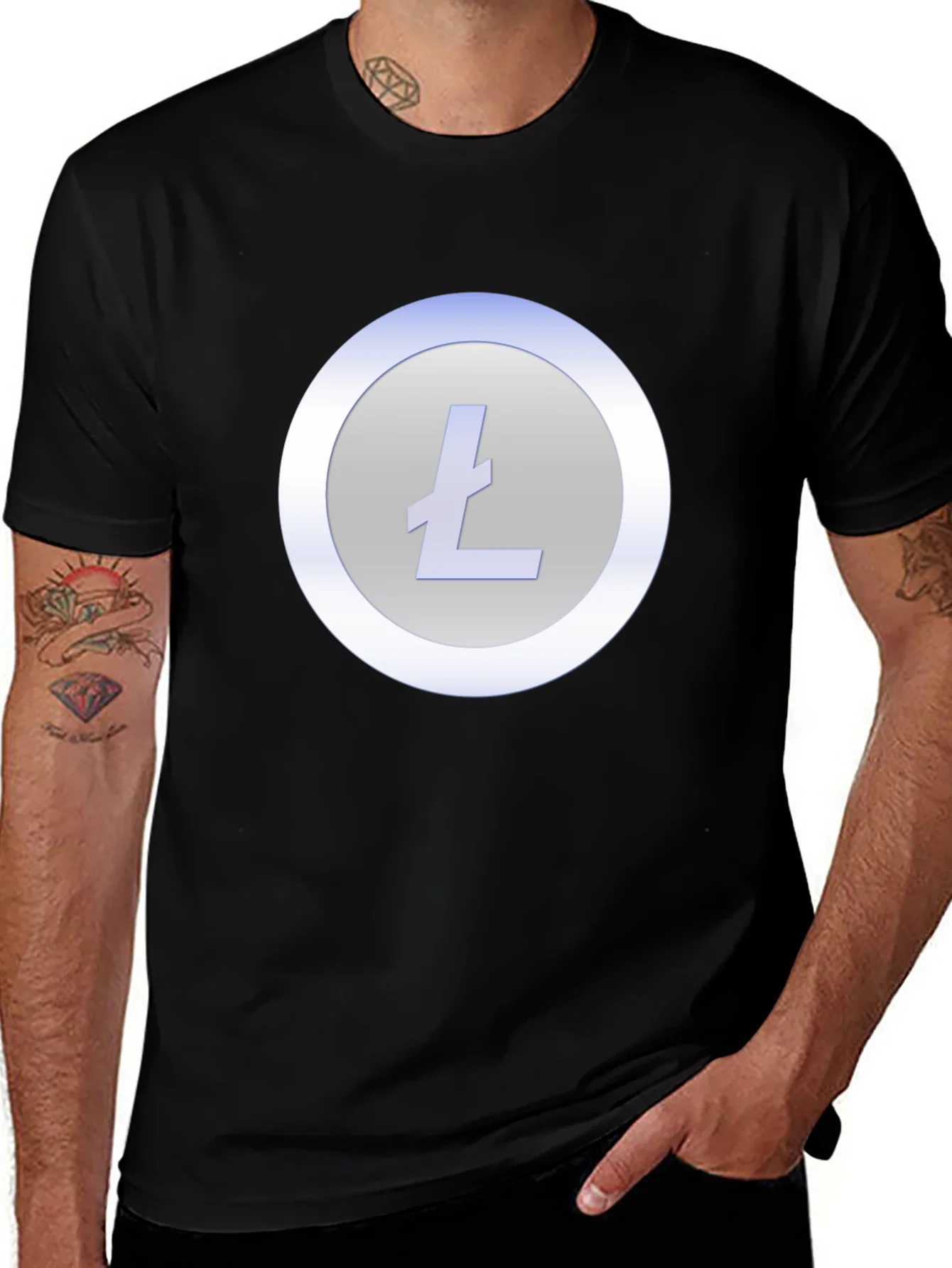 Litecoin Crypto T-Shirt - Black Crew Neck Tee