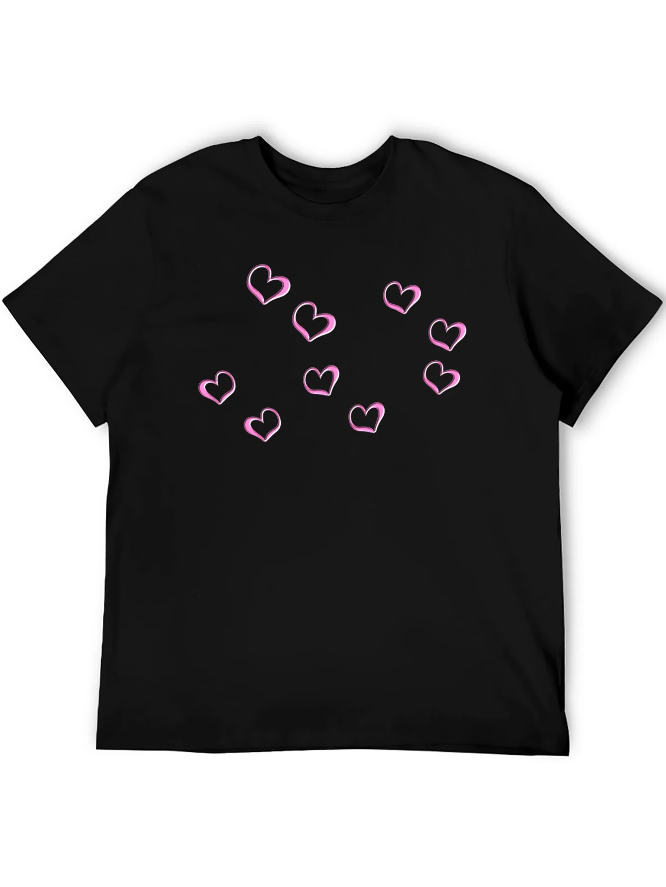 Hearts Graphic Mens Black T-Shirt