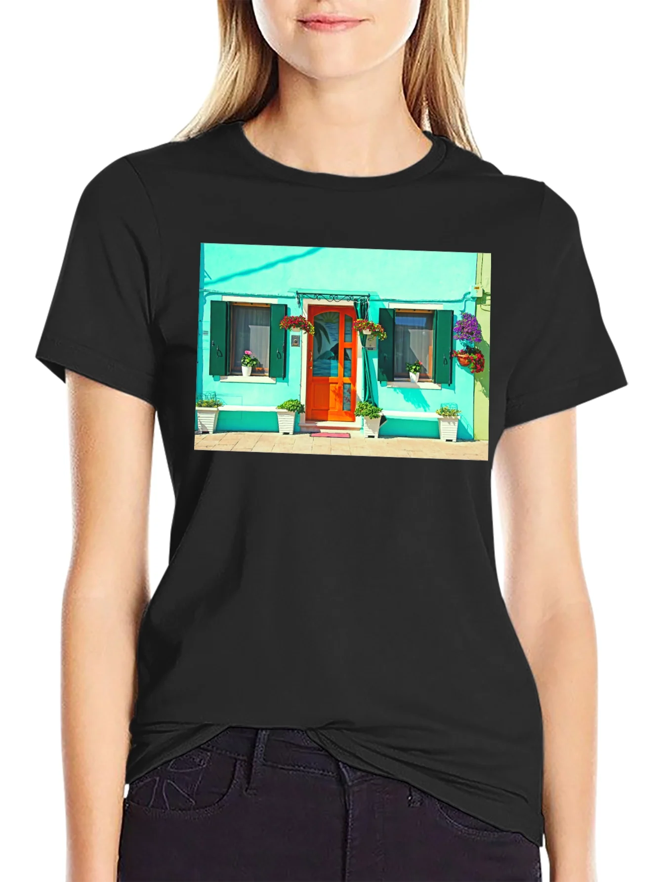 Colorful House Graphic T-Shirt