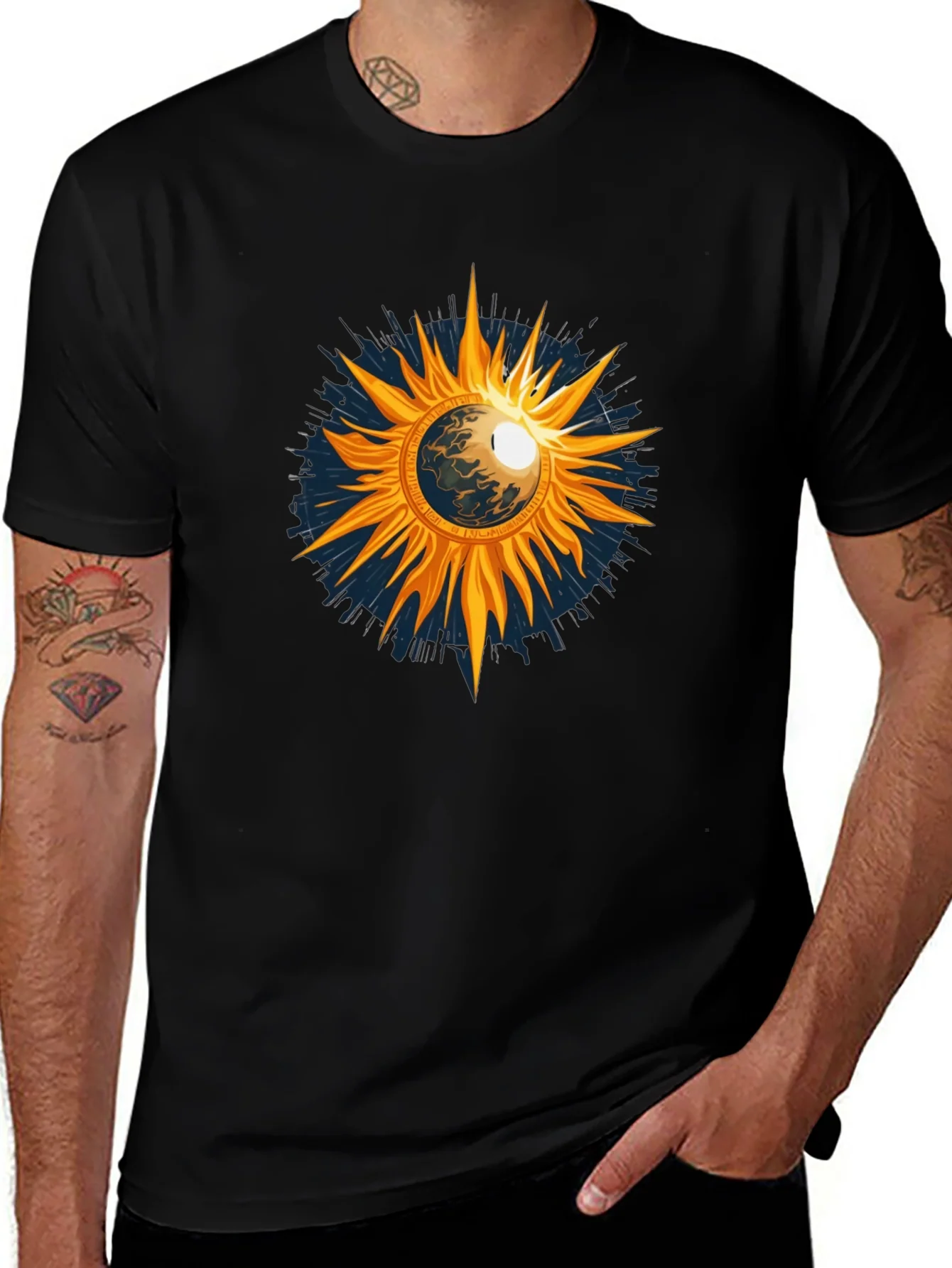 Cosmic Sun Graphic Tee - Black