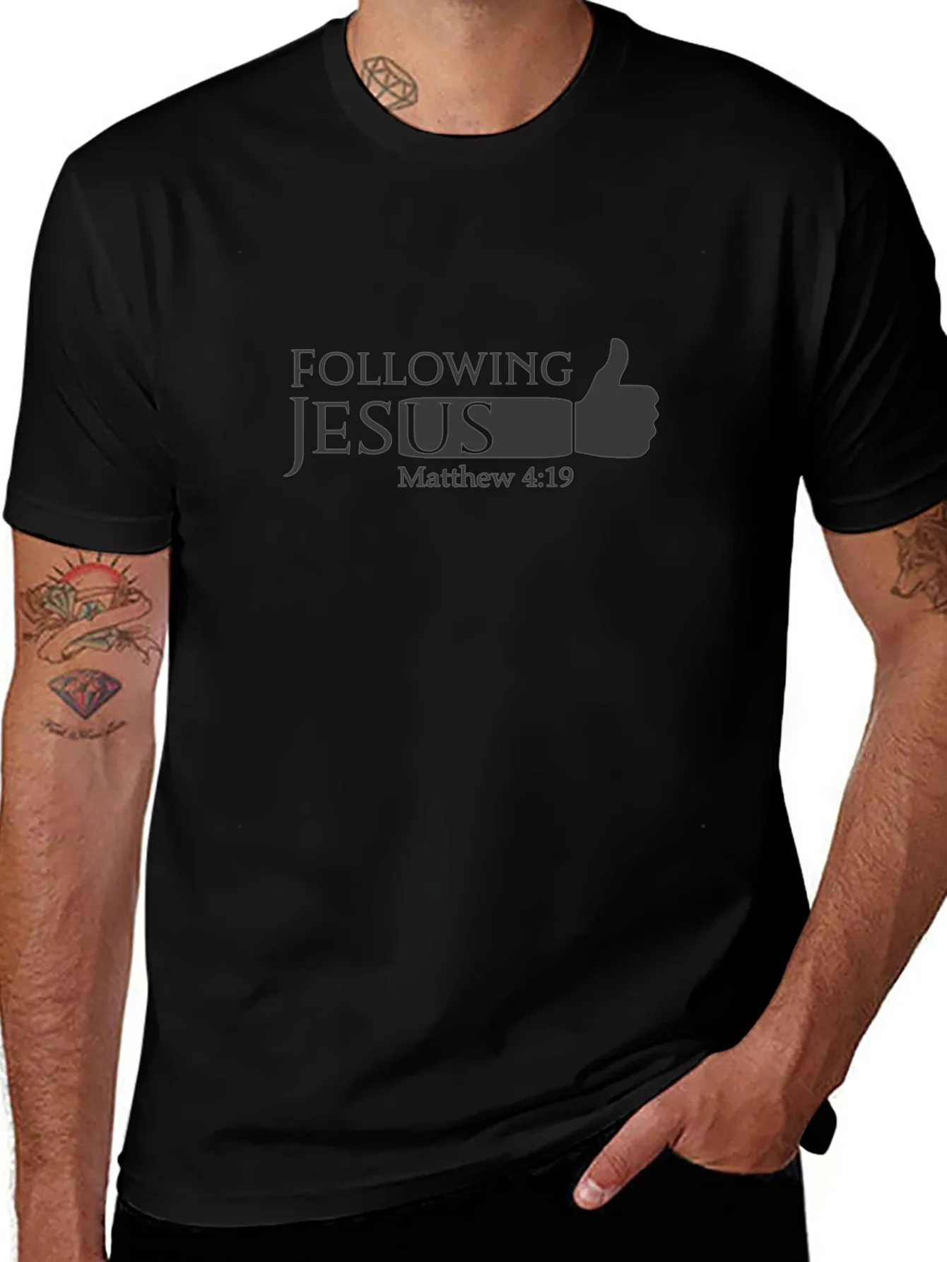 Following Jesus T-Shirt - Matthew 4:19 Religious Graphic Tee