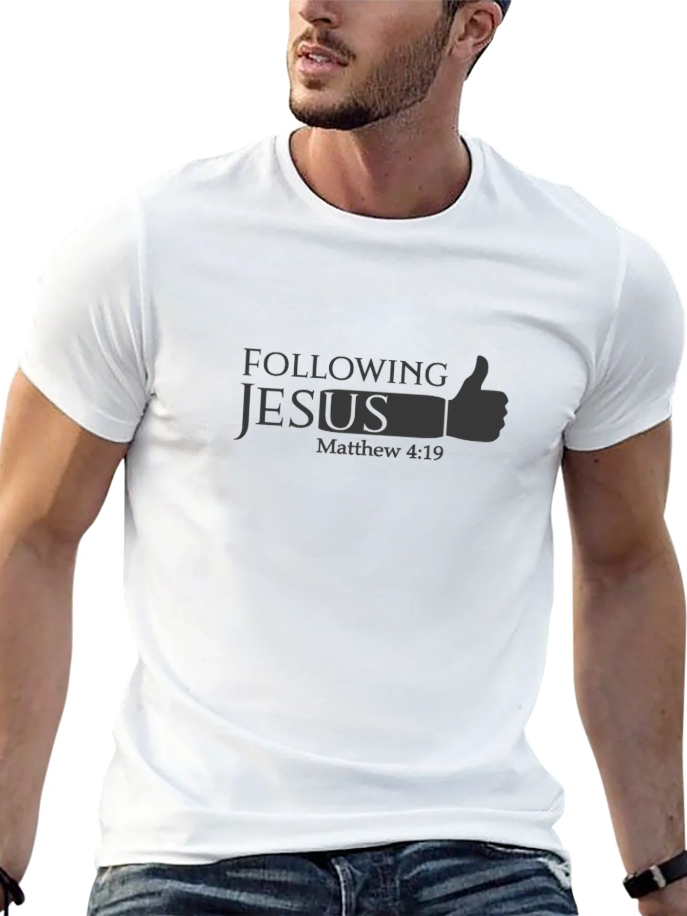 Following Jesus T-Shirt - Matthew 4:19 Religious Graphic Tee