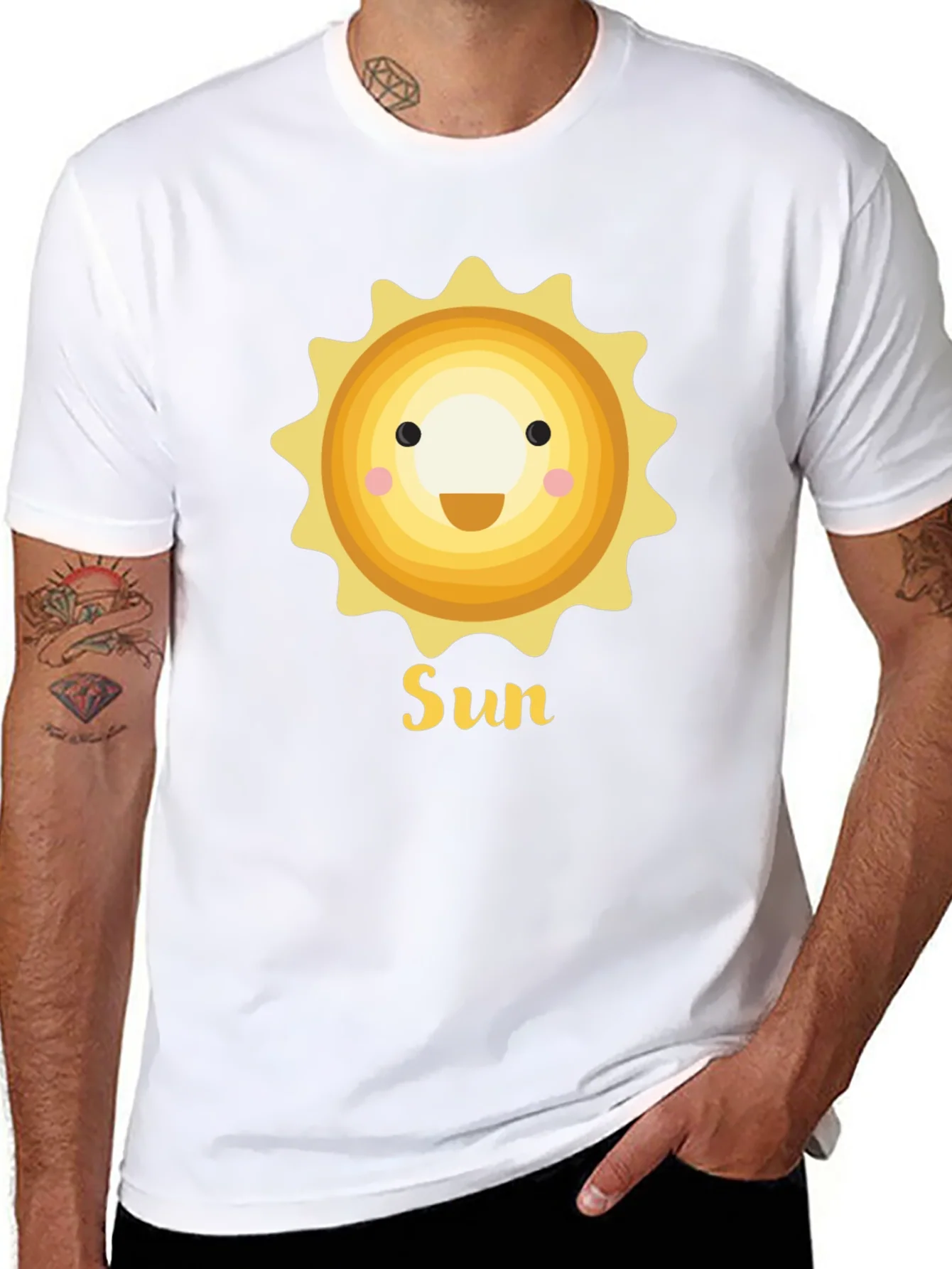 Smiling Sun Graphic T-Shirt - Black Crew Neck