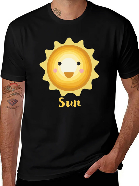 Smiling Sun Graphic T-Shirt - Black Crew Neck
