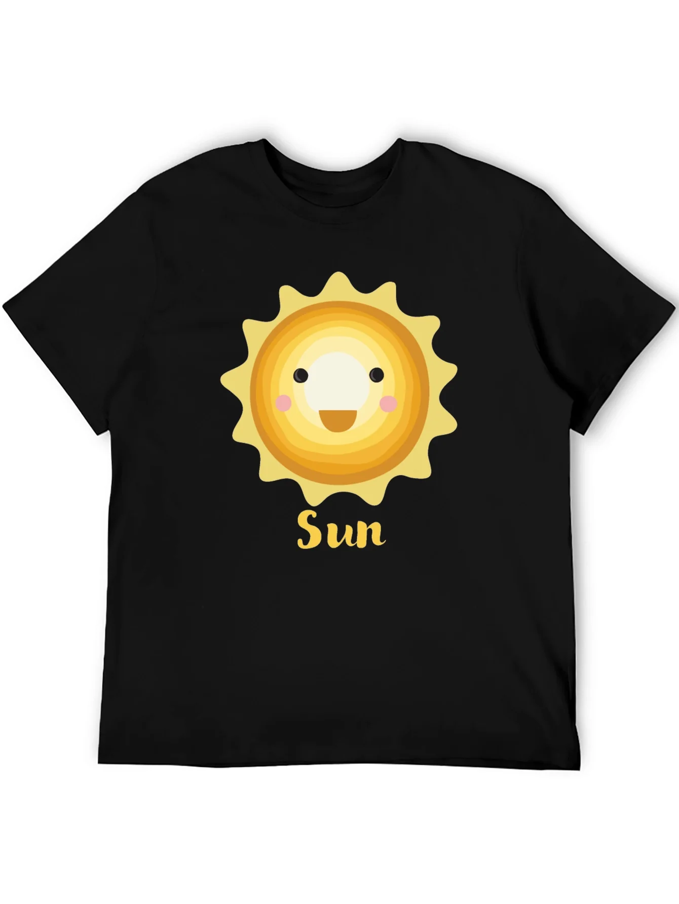 Smiling Sun Graphic T-Shirt - Black Crew Neck