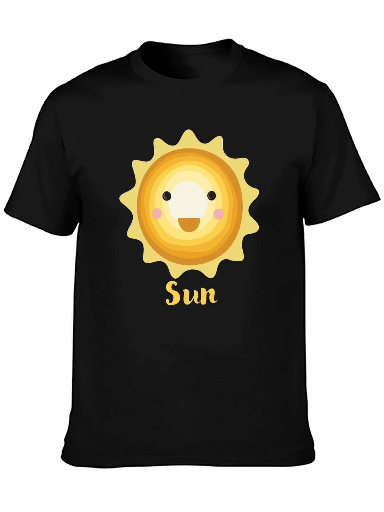 Smiling Sun Graphic T-Shirt - Black Crew Neck