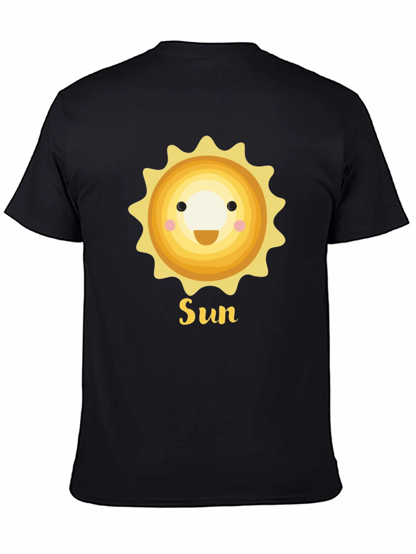 Smiling Sun Graphic T-Shirt - Black Crew Neck